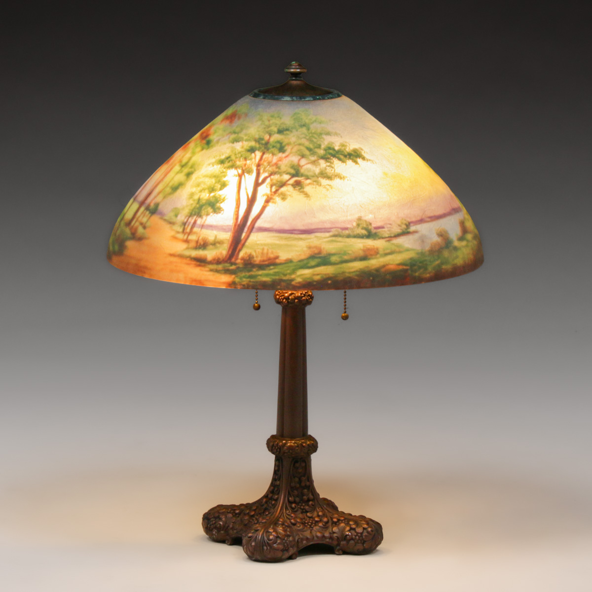 Jefferson #1887 Reverse-Painted Lamp c1920s - California