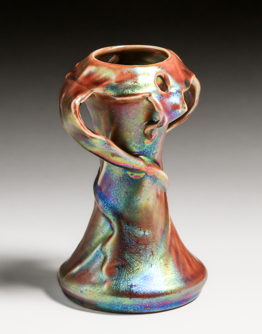 Heliosine - Austrian Iridescent Two-Handled Vase c1905